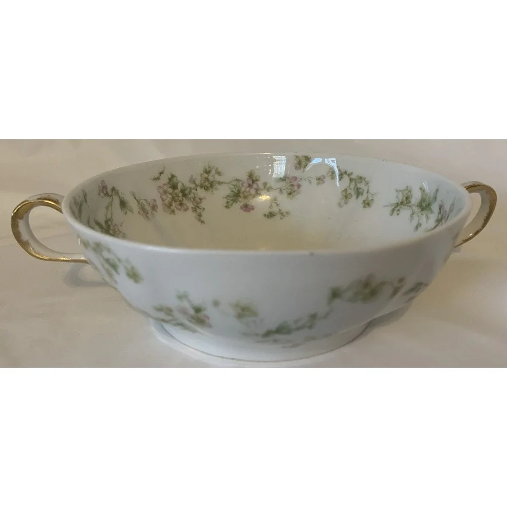 Haviland Limoges France Pink Flowers 2 handle‎ bowl replacement 5 1/4